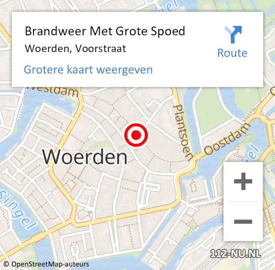 Locatie op kaart van de 112 melding: Brandweer Met Grote Spoed Naar Woerden, Voorstraat op 13 mei 2020 11:42