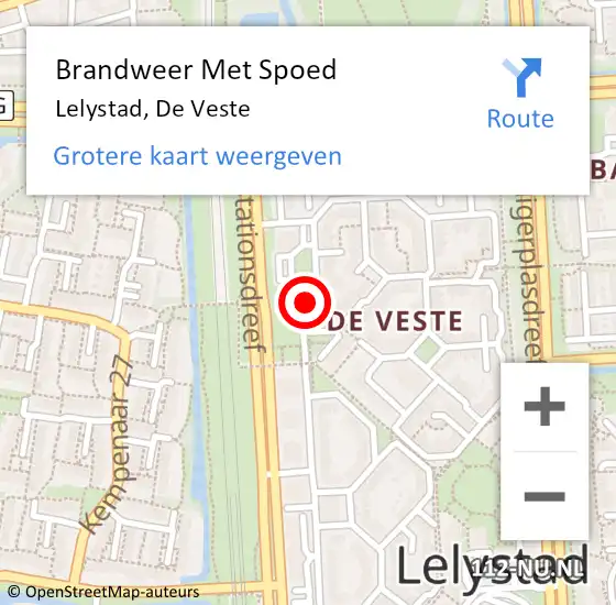 Locatie op kaart van de 112 melding: Brandweer Met Spoed Naar Lelystad, De Veste op 13 mei 2020 13:40