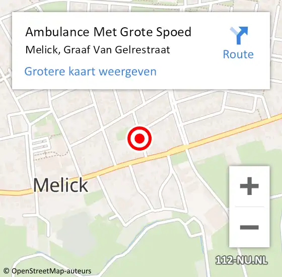 Locatie op kaart van de 112 melding: Ambulance Met Grote Spoed Naar Melick, Graaf Van Gelrestraat op 13 mei 2020 13:59