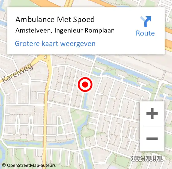 Locatie op kaart van de 112 melding: Ambulance Met Spoed Naar Amstelveen, Ingenieur Romplaan op 13 mei 2020 14:09