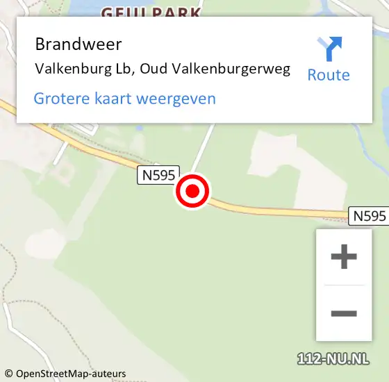 Locatie op kaart van de 112 melding: Brandweer Valkenburg Lb, Oud Valkenburgerweg op 6 mei 2014 15:16