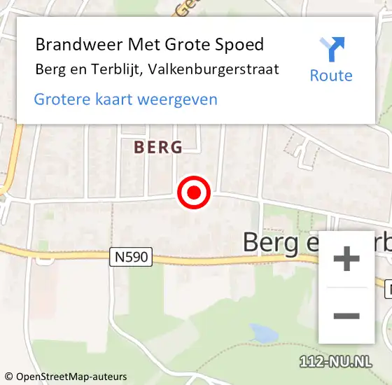 Locatie op kaart van de 112 melding: Brandweer Met Grote Spoed Naar Berg en Terblijt, Valkenburgerstraat op 13 mei 2020 14:15