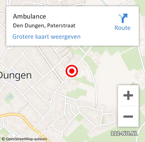 Locatie op kaart van de 112 melding: Ambulance Den Dungen, Paterstraat op 13 mei 2020 15:00