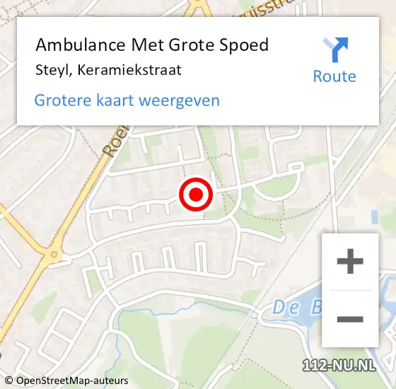 Locatie op kaart van de 112 melding: Ambulance Met Grote Spoed Naar Steyl, Keramiekstraat op 13 mei 2020 16:27