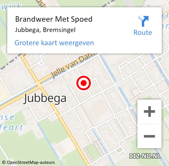 Locatie op kaart van de 112 melding: Brandweer Met Spoed Naar Jubbega, Bremsingel op 13 mei 2020 16:44