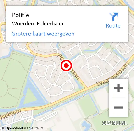 Locatie op kaart van de 112 melding: Politie Woerden, Polderbaan op 13 mei 2020 17:08