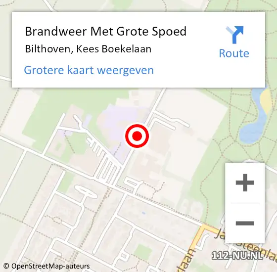 Locatie op kaart van de 112 melding: Brandweer Met Grote Spoed Naar Bilthoven, Kees Boekelaan op 13 mei 2020 17:12