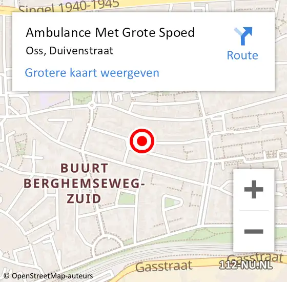 Locatie op kaart van de 112 melding: Ambulance Met Grote Spoed Naar Oss, Duivenstraat op 13 mei 2020 17:38