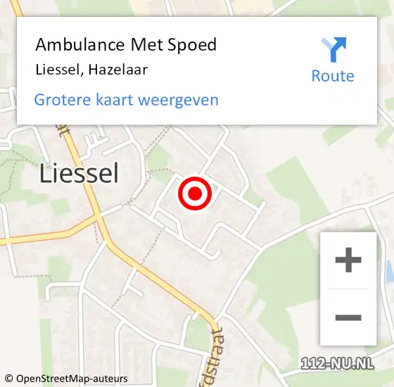 Locatie op kaart van de 112 melding: Ambulance Met Spoed Naar Liessel, Hazelaar op 13 mei 2020 18:05