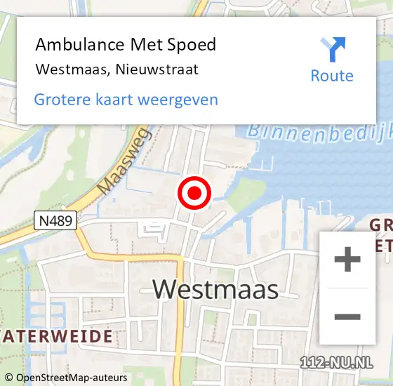 Locatie op kaart van de 112 melding: Ambulance Met Spoed Naar Westmaas, Nieuwstraat op 13 mei 2020 18:20