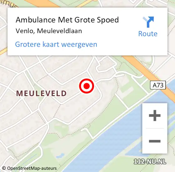 Locatie op kaart van de 112 melding: Ambulance Met Grote Spoed Naar Venlo, Meuleveldlaan op 13 mei 2020 19:50