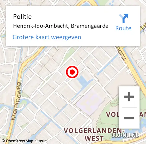 Locatie op kaart van de 112 melding: Politie Hendrik-Ido-Ambacht, Bramengaarde op 13 mei 2020 20:27