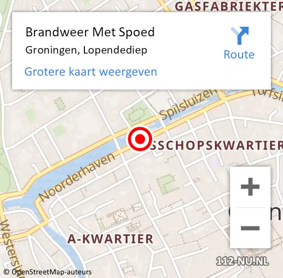 Locatie op kaart van de 112 melding: Brandweer Met Spoed Naar Groningen, Lopendediep op 13 mei 2020 22:36