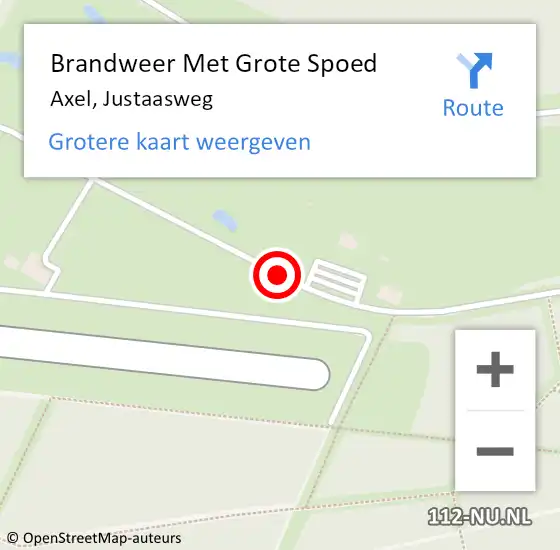 Locatie op kaart van de 112 melding: Brandweer Met Grote Spoed Naar Axel, Justaasweg op 13 mei 2020 22:46