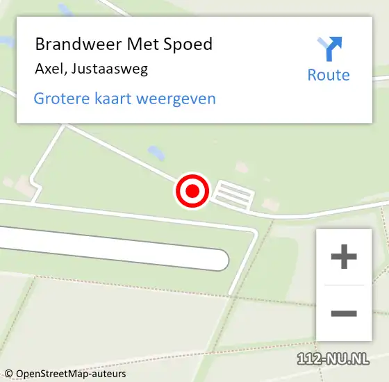 Locatie op kaart van de 112 melding: Brandweer Met Spoed Naar Axel, Justaasweg op 14 mei 2020 00:31