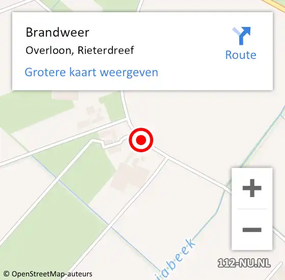 Locatie op kaart van de 112 melding: Brandweer Overloon, Rieterdreef op 14 mei 2020 01:35