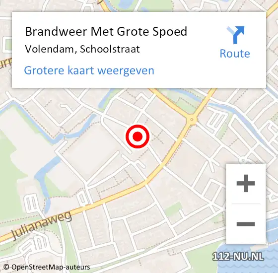 Locatie op kaart van de 112 melding: Brandweer Met Grote Spoed Naar Volendam, Schoolstraat op 14 mei 2020 03:22