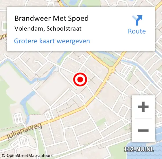 Locatie op kaart van de 112 melding: Brandweer Met Spoed Naar Volendam, Schoolstraat op 14 mei 2020 03:55