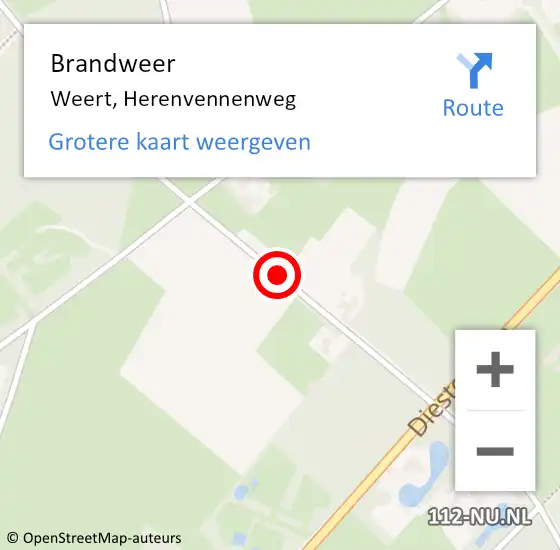 Locatie op kaart van de 112 melding: Brandweer Weert, Herenvennenweg op 14 mei 2020 08:09