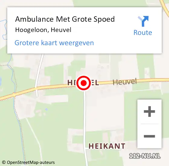 Locatie op kaart van de 112 melding: Ambulance Met Grote Spoed Naar Hoogeloon, Heuvel op 14 mei 2020 08:16