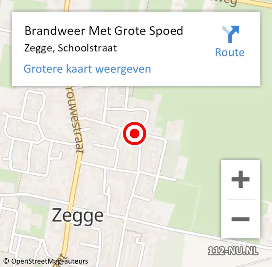 Locatie op kaart van de 112 melding: Brandweer Met Grote Spoed Naar Zegge, Schoolstraat op 14 mei 2020 09:09