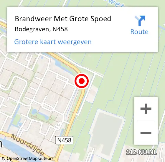 Locatie op kaart van de 112 melding: Brandweer Met Grote Spoed Naar Bodegraven, N458 op 14 mei 2020 09:30