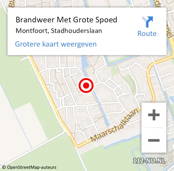 Locatie op kaart van de 112 melding: Brandweer Met Grote Spoed Naar Montfoort, Stadhouderslaan op 14 mei 2020 09:36