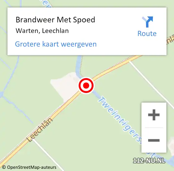 Locatie op kaart van de 112 melding: Brandweer Met Spoed Naar Warten, Leechlan op 14 mei 2020 09:44