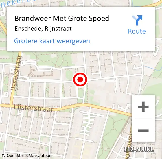 Locatie op kaart van de 112 melding: Brandweer Met Grote Spoed Naar Enschede, Rijnstraat op 14 mei 2020 13:20