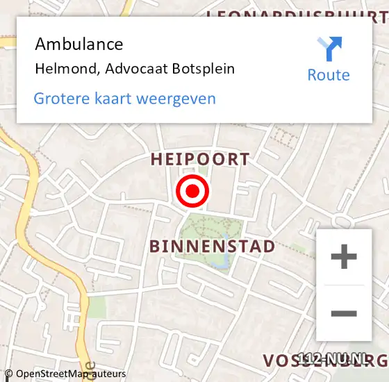 Locatie op kaart van de 112 melding: Ambulance Helmond, Advocaat Botsplein op 14 mei 2020 13:31