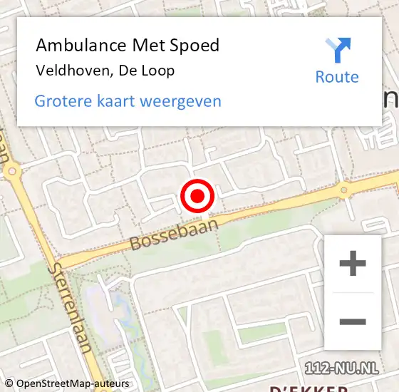 Locatie op kaart van de 112 melding: Ambulance Met Spoed Naar Veldhoven, De Loop op 14 mei 2020 15:04