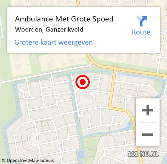 Locatie op kaart van de 112 melding: Ambulance Met Grote Spoed Naar Woerden, Ganzerikveld op 6 mei 2014 16:49