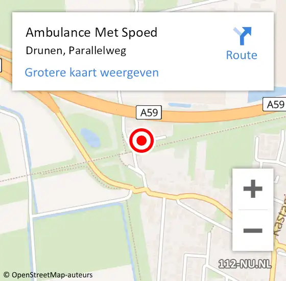 Locatie op kaart van de 112 melding: Ambulance Met Spoed Naar Drunen, Parallelweg op 14 mei 2020 16:14