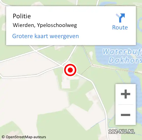 Locatie op kaart van de 112 melding: Politie Wierden, Ypeloschoolweg op 14 mei 2020 16:23