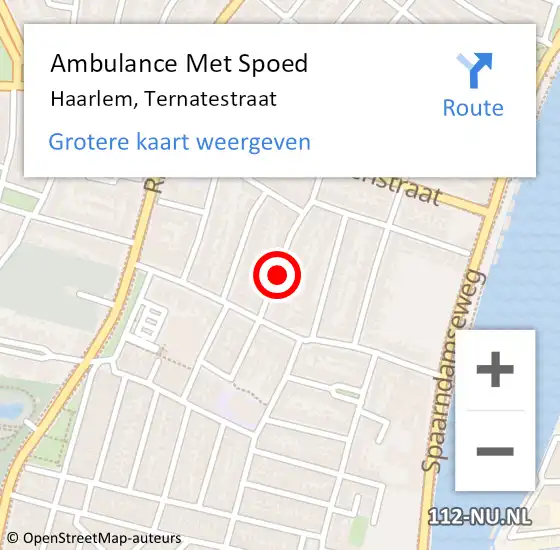 Locatie op kaart van de 112 melding: Ambulance Met Spoed Naar Haarlem, Ternatestraat op 14 mei 2020 18:47