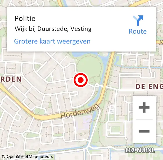 Locatie op kaart van de 112 melding: Politie Wijk bij Duurstede, Vesting op 14 mei 2020 18:54
