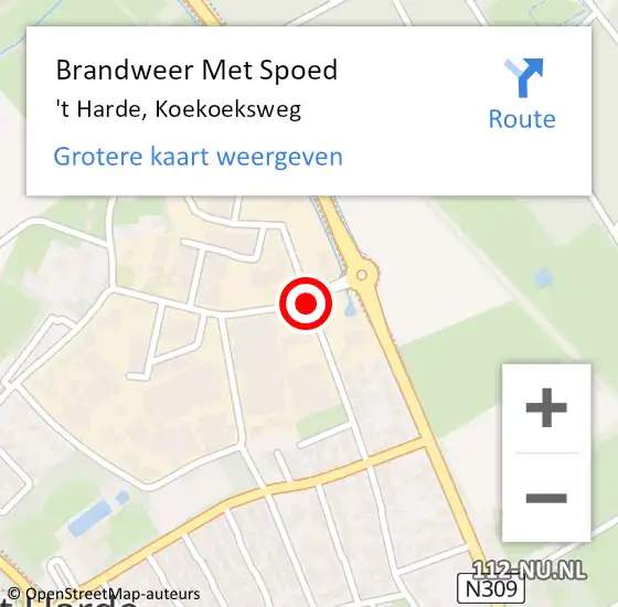 Locatie op kaart van de 112 melding: Brandweer Met Spoed Naar 't Harde, Koekoeksweg op 6 mei 2014 17:10