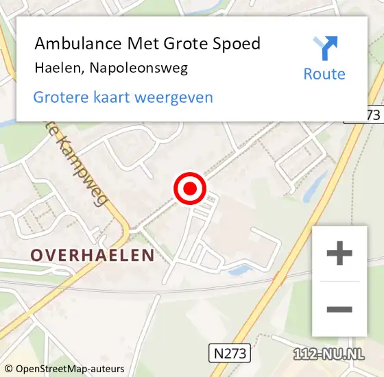 Locatie op kaart van de 112 melding: Ambulance Met Grote Spoed Naar Haelen, Napoleonsweg op 14 mei 2020 19:02