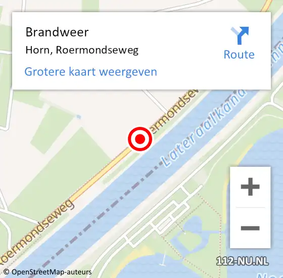 Locatie op kaart van de 112 melding: Brandweer Horn, Roermondseweg op 14 mei 2020 19:19
