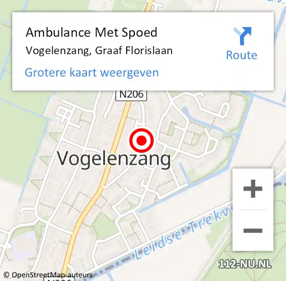 Locatie op kaart van de 112 melding: Ambulance Met Spoed Naar Vogelenzang, Graaf Florislaan op 14 mei 2020 19:57