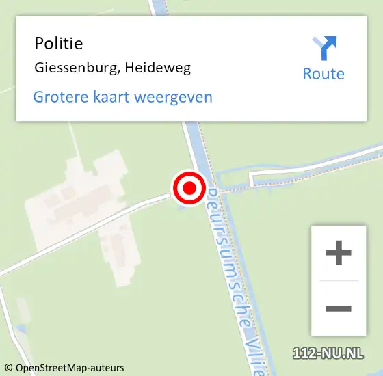 Locatie op kaart van de 112 melding: Politie Giessenburg, Heideweg op 14 mei 2020 22:30