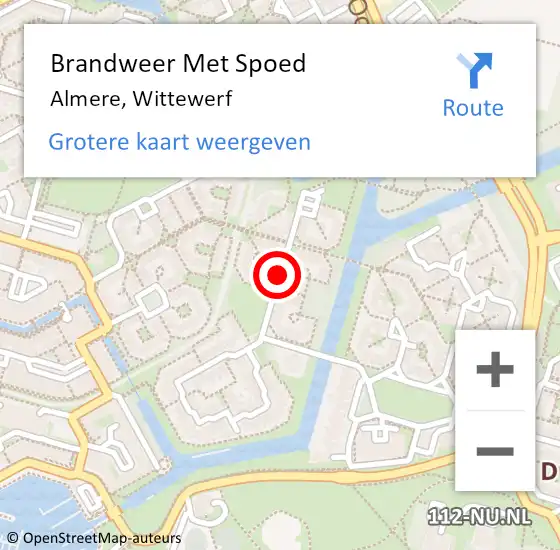 Locatie op kaart van de 112 melding: Brandweer Met Spoed Naar Almere, Wittewerf op 14 mei 2020 22:46