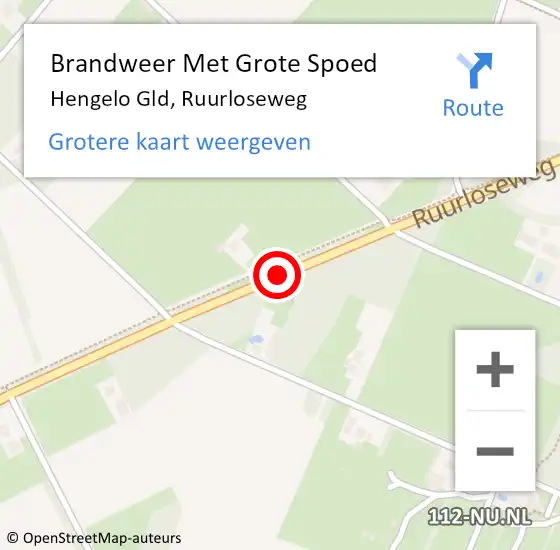 Locatie op kaart van de 112 melding: Brandweer Met Grote Spoed Naar Hengelo Gld, Ruurloseweg op 14 mei 2020 23:29