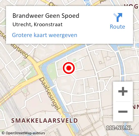 Locatie op kaart van de 112 melding: Brandweer Geen Spoed Naar Utrecht, Kroonstraat op 15 mei 2020 00:35