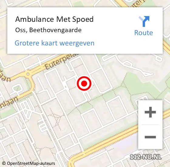 Locatie op kaart van de 112 melding: Ambulance Met Spoed Naar Oss, Beethovengaarde op 15 mei 2020 01:21