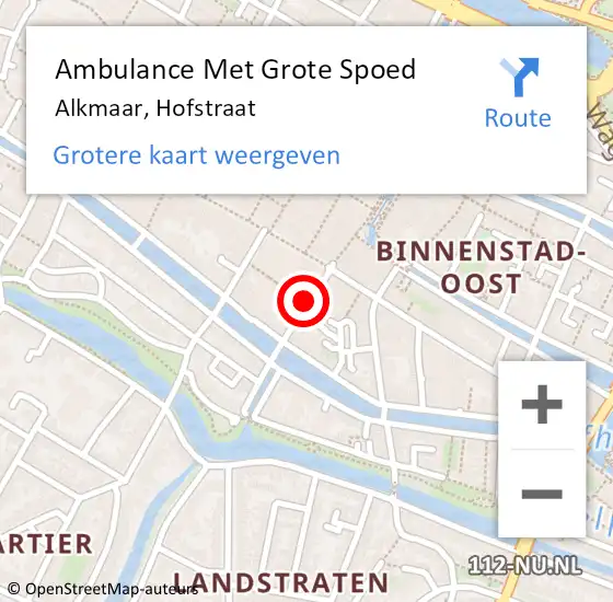 Locatie op kaart van de 112 melding: Ambulance Met Grote Spoed Naar Alkmaar, Hofstraat op 15 mei 2020 01:47