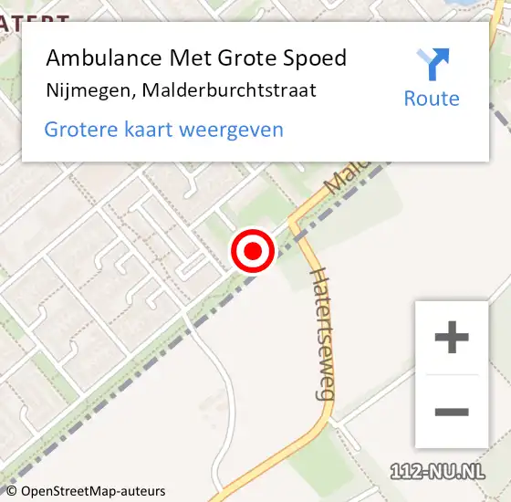 Locatie op kaart van de 112 melding: Ambulance Met Grote Spoed Naar Nijmegen, Malderburchtstraat op 15 mei 2020 03:12