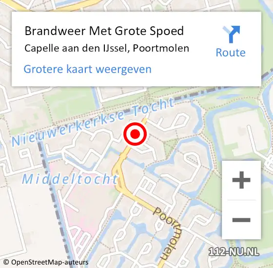 Locatie op kaart van de 112 melding: Brandweer Met Grote Spoed Naar Capelle aan den IJssel, Poortmolen op 15 mei 2020 06:52