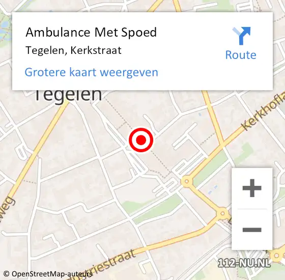 Locatie op kaart van de 112 melding: Ambulance Met Spoed Naar Tegelen, Kerkstraat op 15 mei 2020 07:44