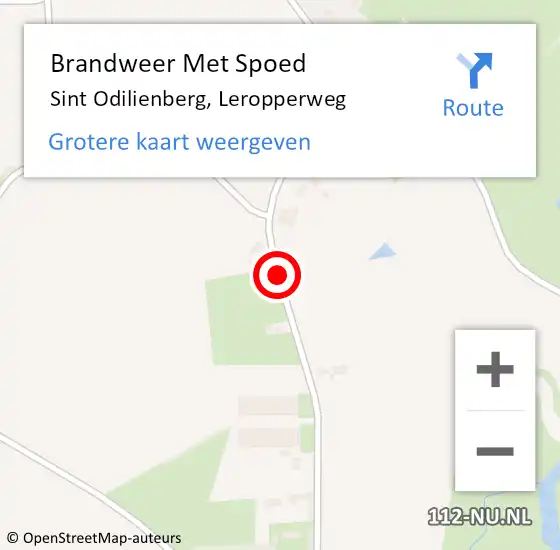 Locatie op kaart van de 112 melding: Brandweer Met Spoed Naar Sint Odilienberg, Leropperweg op 15 mei 2020 08:51